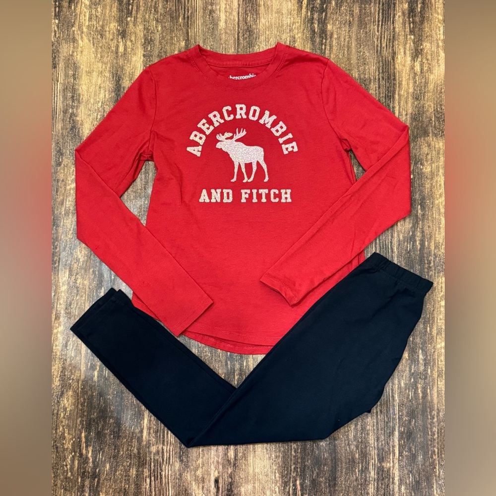 Abercrombie & Fitch Kids Red Long Sleeve Shirt and Black Leggings